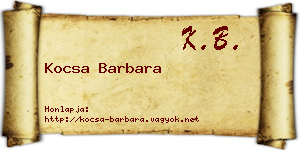 Kocsa Barbara névjegykártya